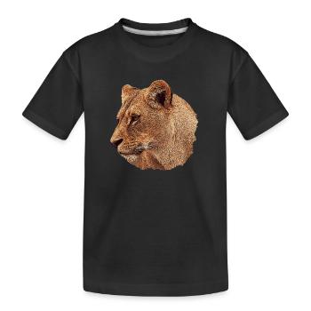 weihnachtsgeschenke raubkatzen, Löwin, Raubkatze - Kinder Premium Bio T-Shirt - Schwarz - Vorne