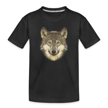 Naturfan shirts, Wolfkopf, beliebte Tierdesigns - Kinder Premium Bio T-Shirt - Schwarz - Vorne