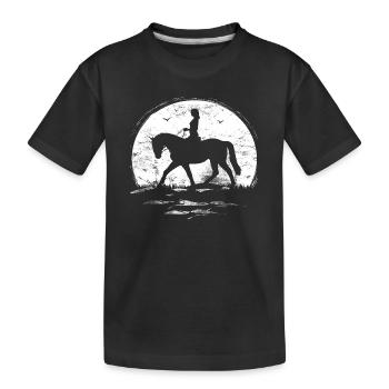 Soleil - lune - équitation - cavalier - cheval - été - T-shirt bio Premium Enfant - noir - Devant