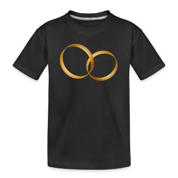zwei goldene Ringe - Ehering - Hochzeit - Kinder Premium Bio T-Shirt - Schwarz - Vorne