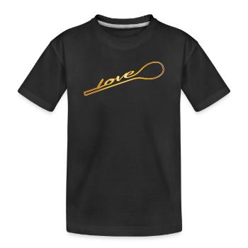 Cuisiné avec amour - cuillère d’or avec typo - T-shirt bio Premium Enfant - noir - Devant