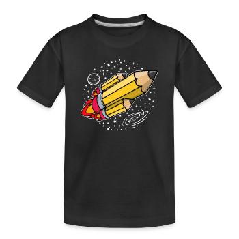 École début d’école crayon fusée lancement de l’école - T-shirt bio Premium Enfant - noir - Devant