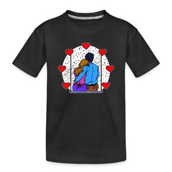 Liebespaar Valentinstag Romantik Herz - Kinder Premium Bio T-Shirt - Schwarz - Vorne