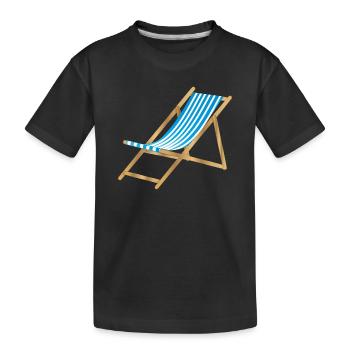 blau weiß gestreifter maritimer Liegestuhl - Kinder Premium Bio T-Shirt - Schwarz - Vorne