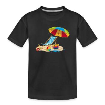 Liegestuhl am Strand - Relaxen im Urlaub - Kinder Premium Bio T-Shirt - Schwarz - Vorne