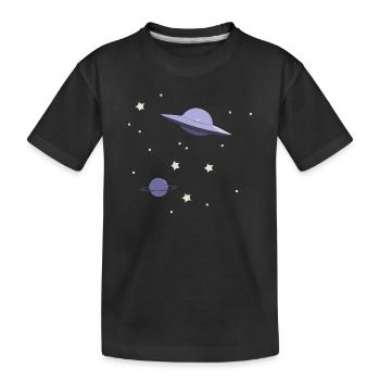 UFO im All - Kinder Premium Bio T-Shirt - Schwarz - Vorne