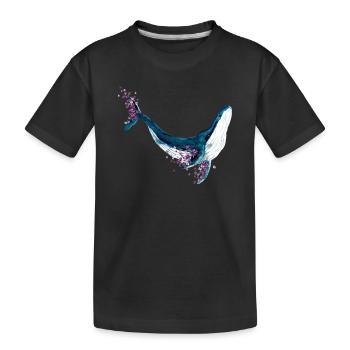Blauwal Blumen Aquarell Watercolor Shirt - Kinder Premium Bio T-Shirt - Schwarz - Vorne