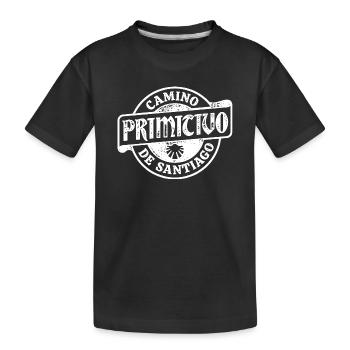 Camino Primitivo Pilgrim's Stamp | Santiago - Kids' Premium Organic T-Shirt - black - Front