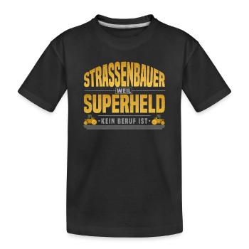 Strassenbauer Superheld - Kinder Premium Bio T-Shirt - Schwarz - Vorne