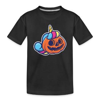 Lanterne Citrouille en Licorne Humour Halloween - T-shirt bio Premium Enfant - noir - Devant