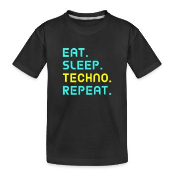 Mangez. Dormez. Techno. Répétez. - T-shirt bio Premium Enfant - noir - Devant