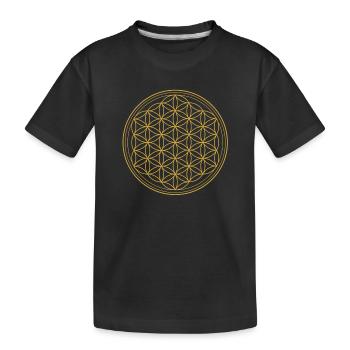 BLUME DES LEBENS (GOLD) - Kinder Premium Bio T-Shirt - Schwarz - Vorne
