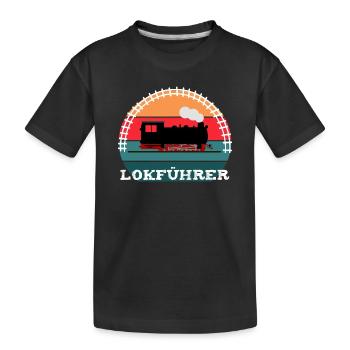 Lokführer Eisenbahn Dampflok - Kinder Premium Bio T-Shirt - Schwarz - Vorne