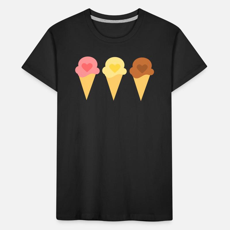 Eis Herz Eiscreme Erdbeereis Eisdiele Geschenk Kinder Premium Bio T-Shirt