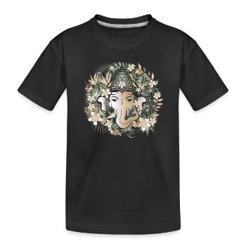 Le dieu éléphant Ganesha au milieu de la jungle - T-shirt bio Premium Enfant - noir - Devant