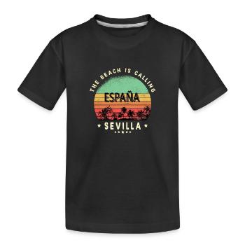 Sevilla Spanien Strand Design - Kinder Premium Bio T-Shirt - Schwarz - Vorne