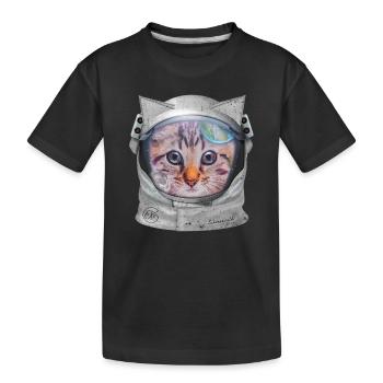 Katze im Weltraum - Kinder Premium Bio T-Shirt - Schwarz - Vorne