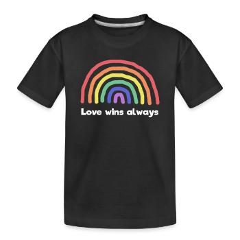 Regenbogen Liebe Statement Frieden Weltfrieden - Kinder Premium Bio T-Shirt - Schwarz - Vorne