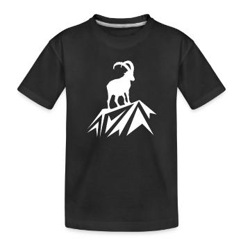 Steinbock Wandern Berge - Kinder Premium Bio T-Shirt - Schwarz - Vorne