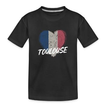 Retro badge, Toulouse France is my hometown - Kids' Premium Organic T-Shirt - black - Front