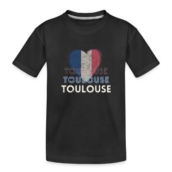 Retro badge, Toulouse France is my hometown - Kids' Premium Organic T-Shirt - black - Front