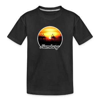 Hamburg Hafen Sonnenuntergang - Kinder Premium Bio T-Shirt - Schwarz - Vorne