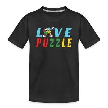 Love Puzzle - Kids' Premium Organic T-Shirt - black - Front