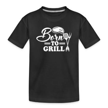 Né pour les grillades avec un couteau et une fourchette - T-shirt bio Premium Enfant - noir - Devant