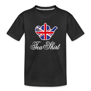 Tea Shirt Union Jack Flag Tea Word Game British - Kids' Premium Organic T-Shirt - black - Front