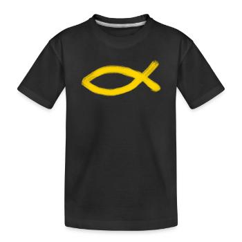 poisson Jésus jaune poisson Ichthys poisson - T-shirt bio Premium Enfant - noir - Devant