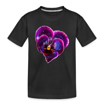 Veilchen in Herzform mit Galaxie - Kinder Premium Bio T-Shirt - Schwarz - Vorne