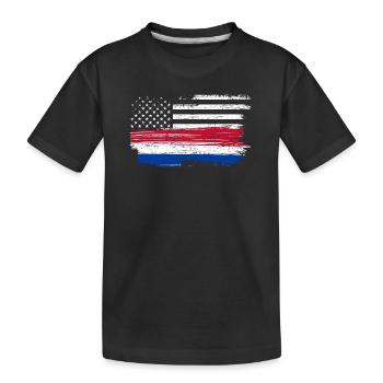Grunge Flag Brushstroke Americana - Kids' Premium Organic T-Shirt - black - Front