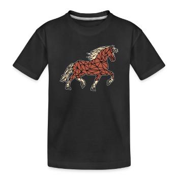 Polygon Pferde Islandpferde Hengst Pferdenarr - Kinder Premium Bio T-Shirt - Schwarz - Vorne