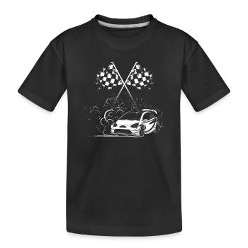 Autos Symbol Zielflagge Rally Drift Icon Logo - Kinder Premium Bio T-Shirt - Schwarz - Vorne