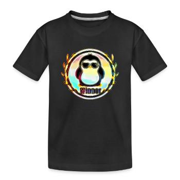 Sieger Pinguin Abzeichen - Kinder Premium Bio T-Shirt - Schwarz - Vorne