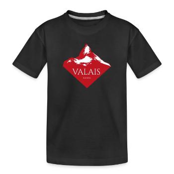 Logo rouge du Sommet du Mont Valais - T-shirt bio Premium Enfant - noir - Devant