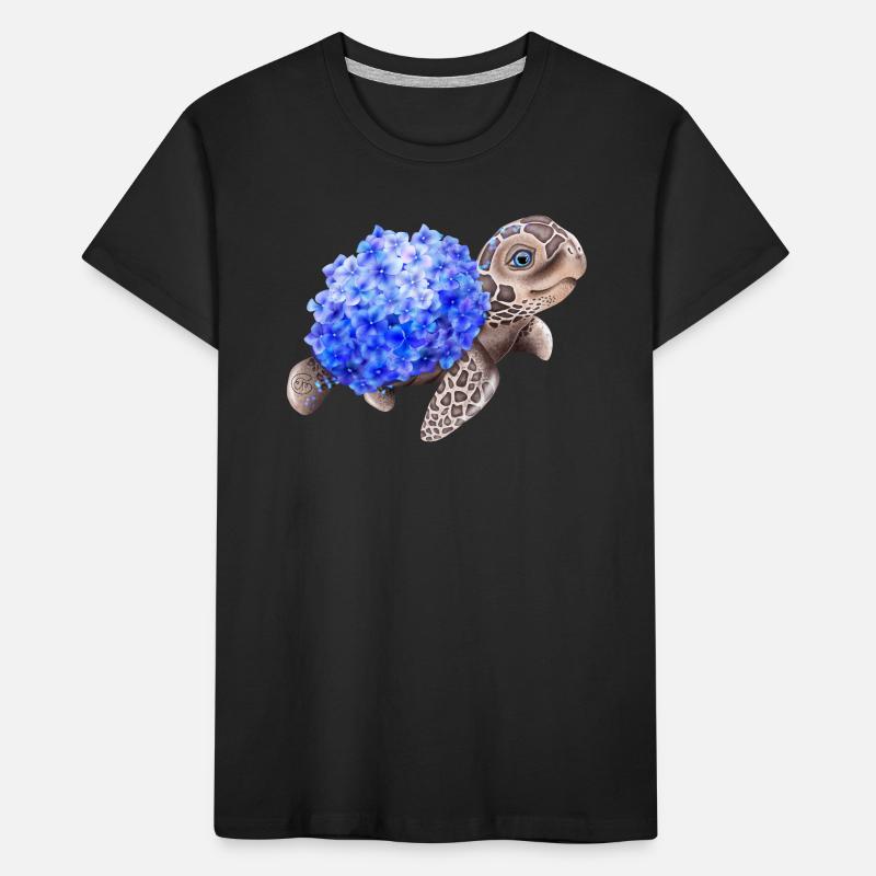 Turtle with Hydrangea Kids' Premium Organic T-Shirt