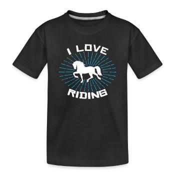 Ich Liebe Pferde Statement Islandpferde Galopp - Kinder Premium Bio T-Shirt - Schwarz - Vorne