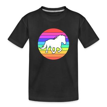 Pferde Pferdenarr Haflinger Galopp Islandpferde - Kinder Premium Bio T-Shirt - Schwarz - Vorne