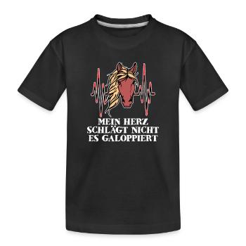 Hengst Statement Cool Galopp Islandpferde - Kinder Premium Bio T-Shirt - Schwarz - Vorne