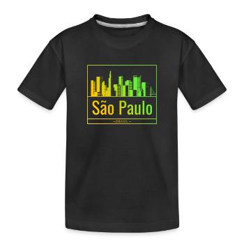 La skyline de São Paulo en dégradé néon - T-shirt bio Premium Enfant - noir - Devant
