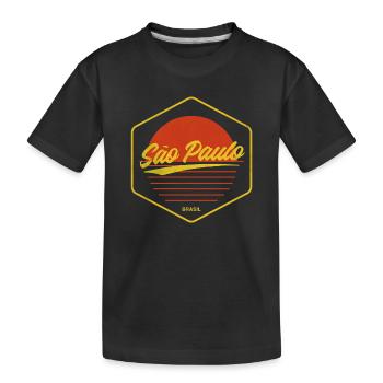 São Paulo Retro Sonnenuntergang - Kinder Premium Bio T-Shirt - Schwarz - Vorne