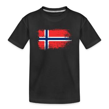 Norwegische Flagge Grunge Textur - Kinder Premium Bio T-Shirt - Schwarz - Vorne