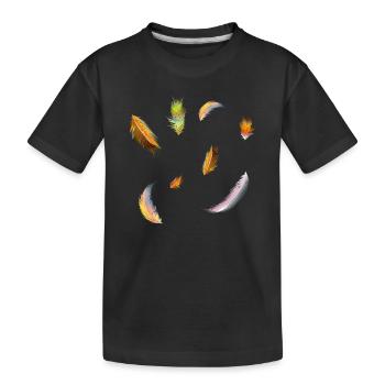 zarte kunterbunte Federn Symbol der Leichtigkeit - Kinder Premium Bio T-Shirt - Schwarz - Vorne