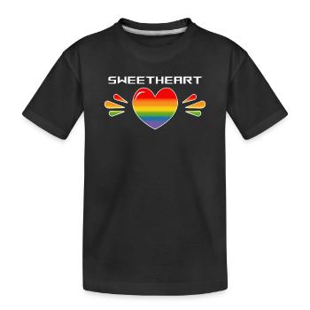 Rainbow Sparkling heart Sweetheart black TSHIRT - Kids' Premium Organic T-Shirt - black - Front