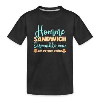 Homme sandwich disponible pour les petites faims - T-shirt bio Premium Enfant - noir - Devant