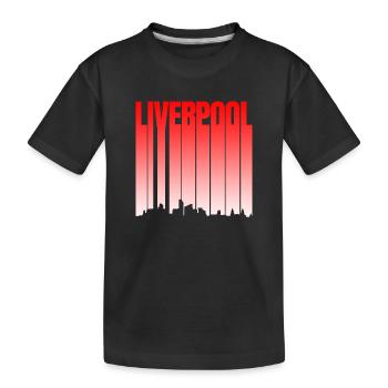 Liverpool Skyline Farbverlauf - Kinder Premium Bio T-Shirt - Schwarz - Vorne