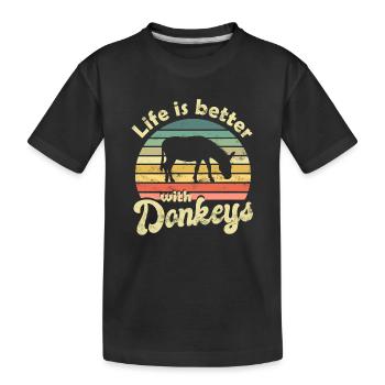 Esel - Kinder Premium Bio T-Shirt - Schwarz - Vorne