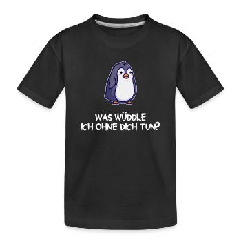 Pinguin Tier Vogel Statement Zoo Seevogel - Kinder Premium Bio T-Shirt - Schwarz - Vorne