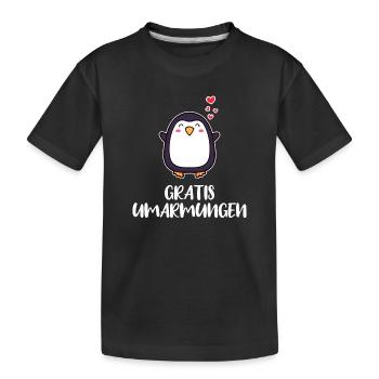 Süß Pinguin Statement Herz Tier Vogel Arktis - Kinder Premium Bio T-Shirt - Schwarz - Vorne